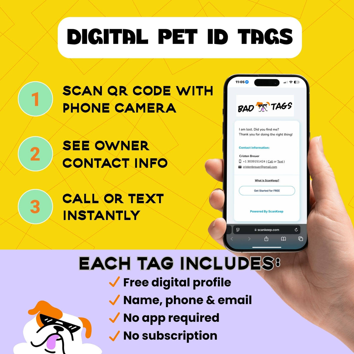 QR ID Tag - Little Miss Wiggle Butt