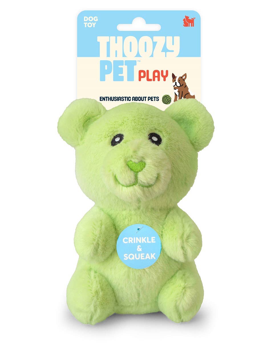 ThoozyPet Gummy Bear Plush Dog Toy Green 6"
