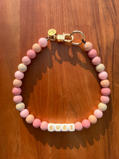 Pink Peony Beaded Dog Collar Necklace