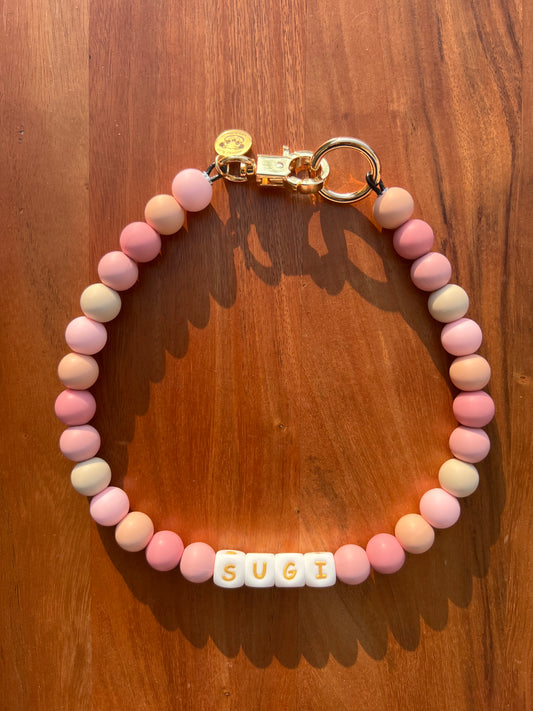 Pink Peony Beaded Dog Collar Necklace