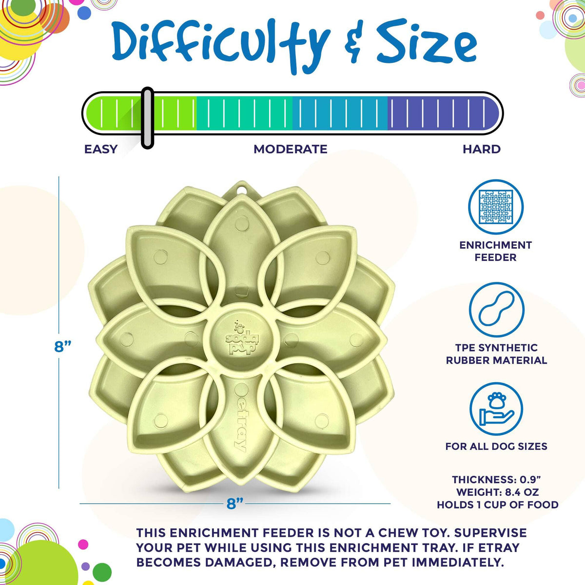 Mandala Effect Shallow Slow Feeder Dog Bowl