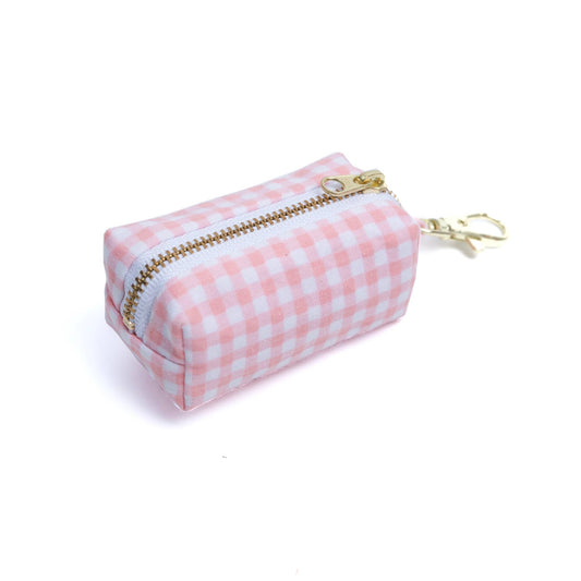 Dog Waste Bag Holder - Pink Gingham