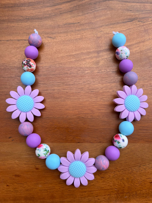 Blueberry Blooms Beaded Dog Collar Necklace
