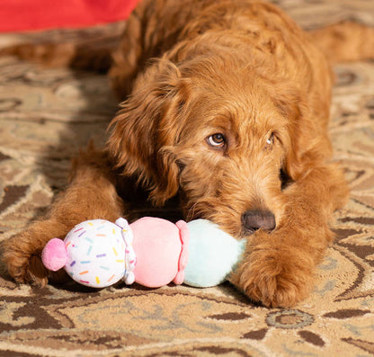 ThoozyPet Birthday 3-Scoop Ice Cream Cone Plush Dog Toy 12"