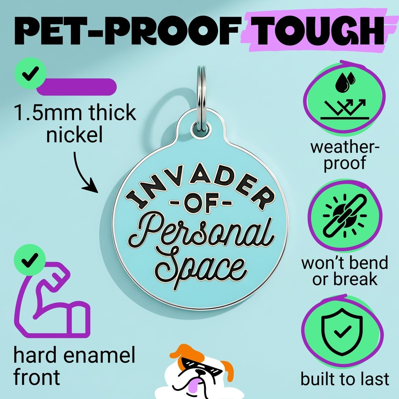 QR ID Tag - Invader of Personal Space (Blue)