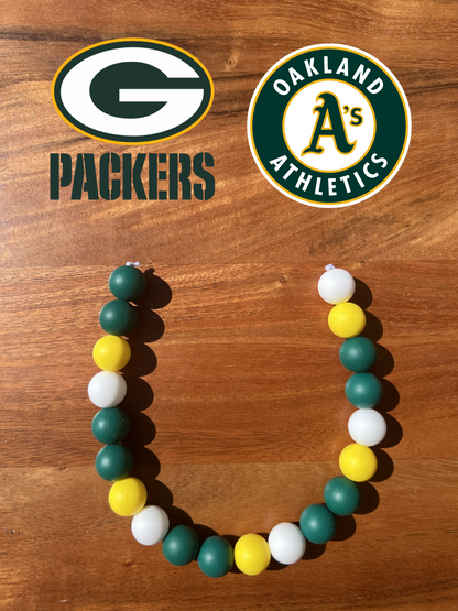 Green Bay Packers / Oakland Athletics Beaded Dog Collar Necklace