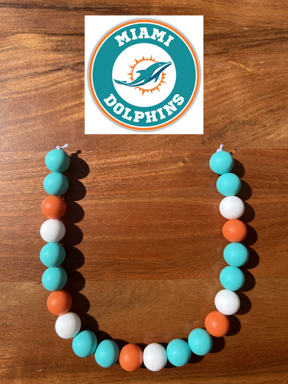 Miami Dolphins Beaded Dog Collar Necklace