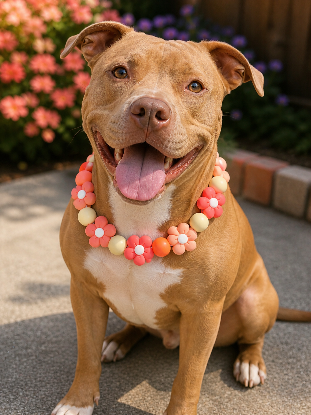 Marigold Floral Beaded Dog Collar Necklace
