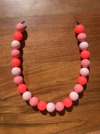 Neon Pink Beaded Dog Collar Necklace