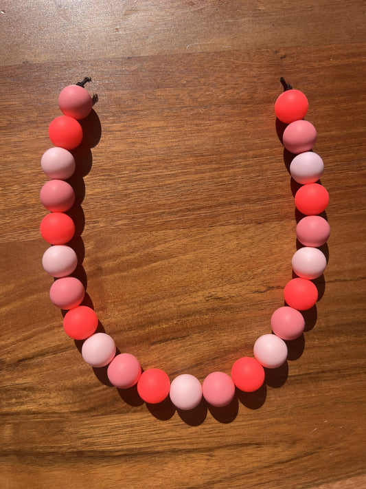 Neon Pink Beaded Dog Collar Necklace