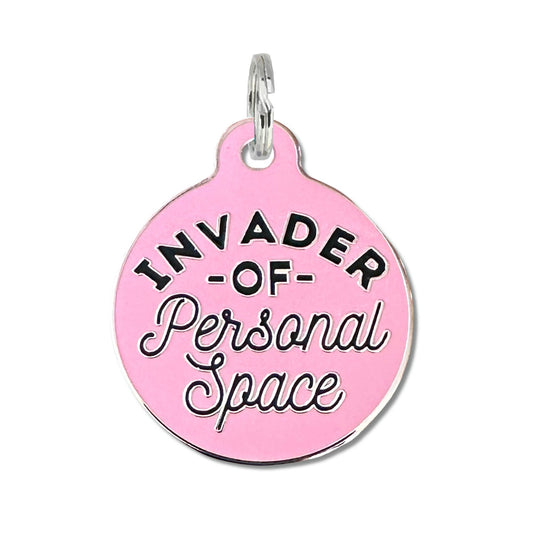 QR ID Tag - Invader of Personal Space (Light Pink)
