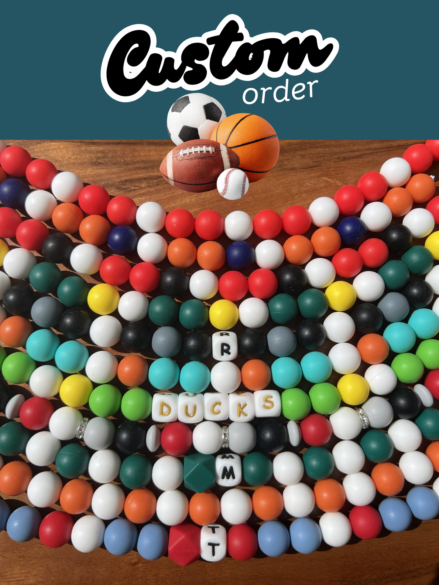 Sports Team Custom Beaded Dog Collar Necklace