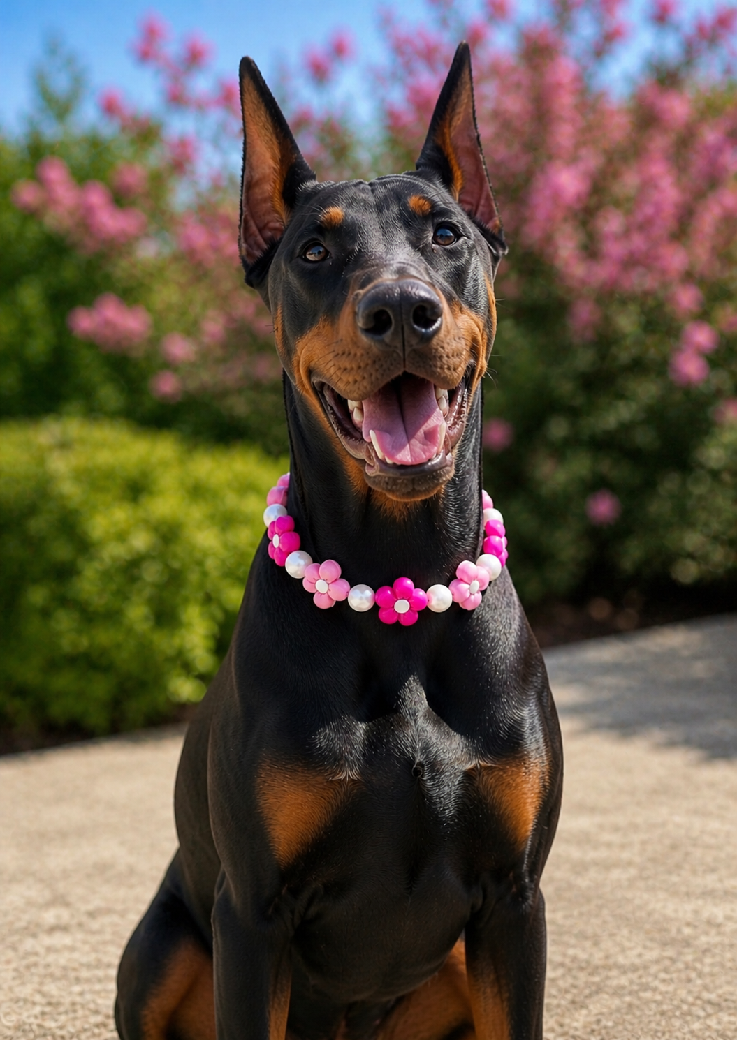 Peony Floral Beaded Dog Collar Necklace