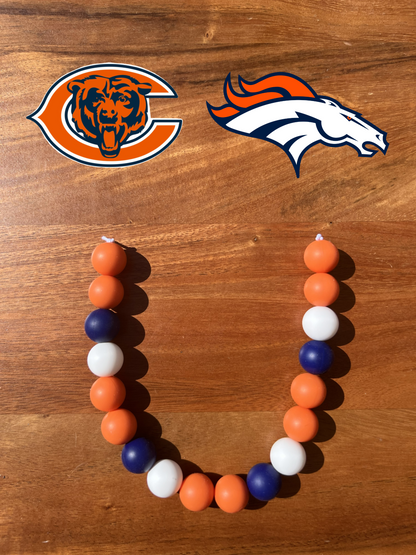 Chicago Bears / Denver Broncos Beaded Dog Collar Necklace