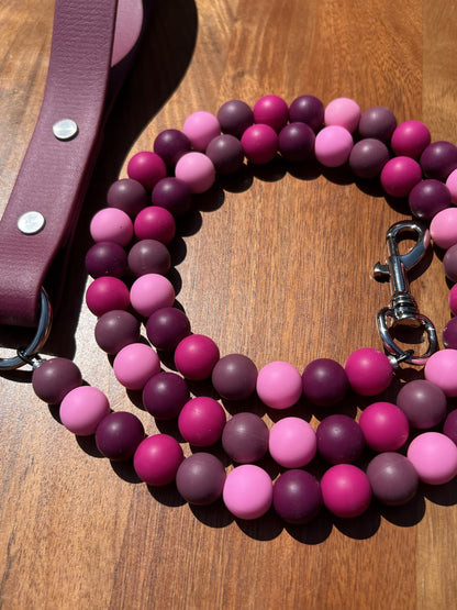 4' Signature Beaded Dog Leash - Mullberry