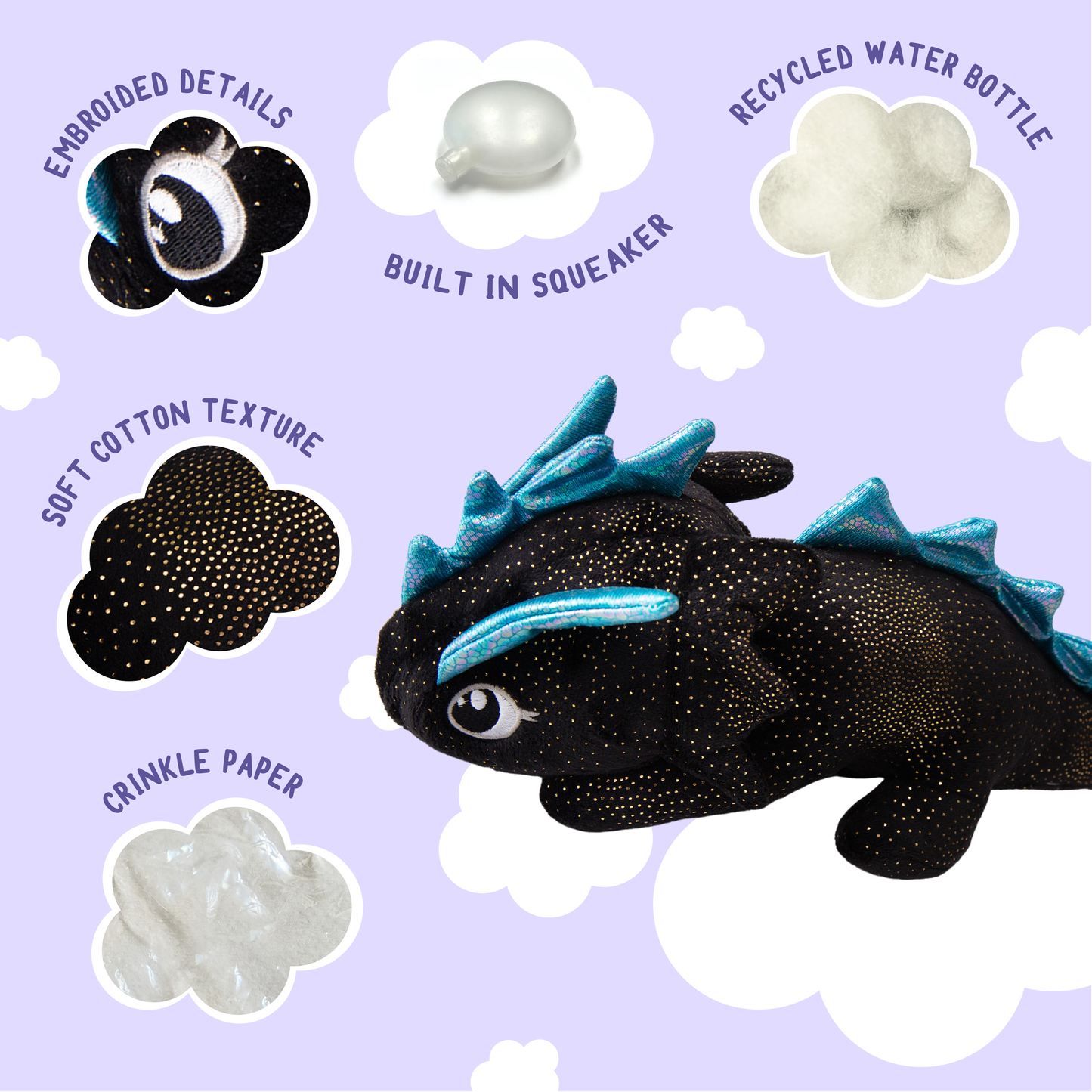 SnugArooz Ice the Dragon Plush Dog Toy 12"