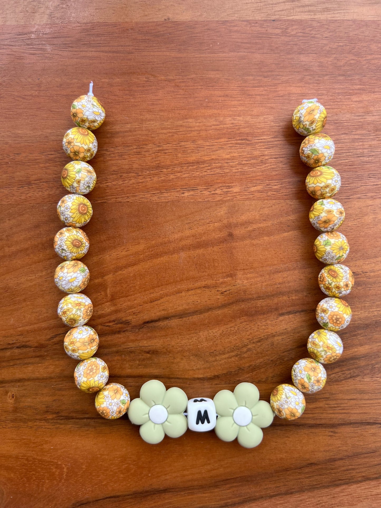 Sunflower Floral Beaded Dog Collar Necklace