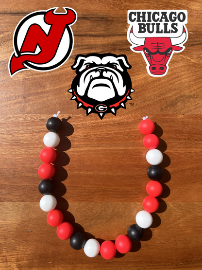 NJ Devils / GA Bulldogs / Chicago Bulls Beaded Dog Collar Necklace