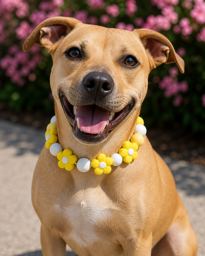 Daffodil Floral Beaded Dog Collar Necklace