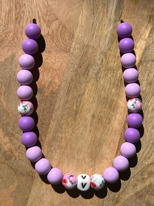 Lavender Rose Beaded Dog Collar Necklace