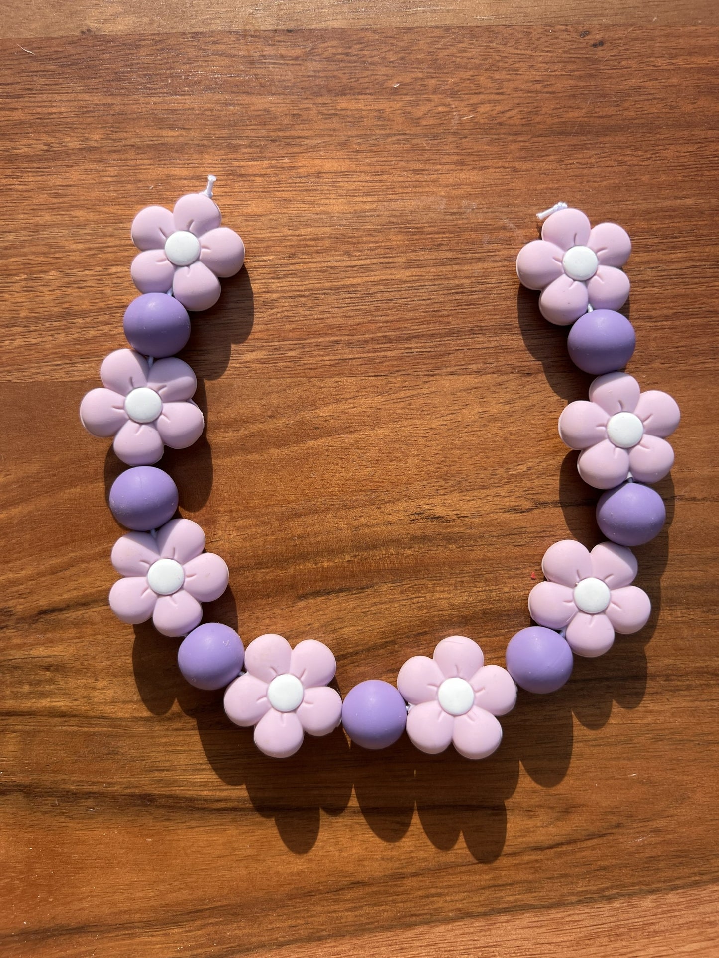 Lilac Floral Beaded Dog Collar Necklace