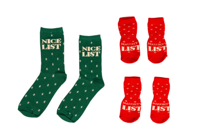 Nice List / Naughty List Matching Christmas Sock Set