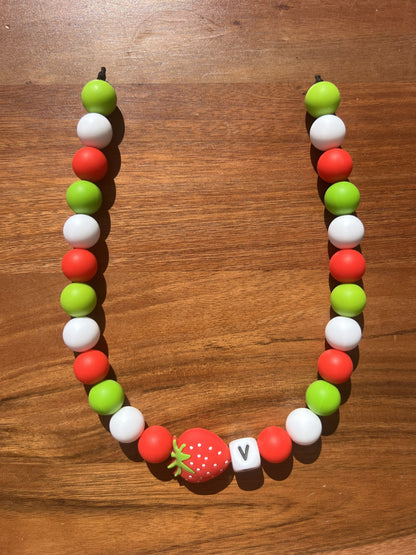 Strawberry Sweetie Beaded Dog Collar Necklace