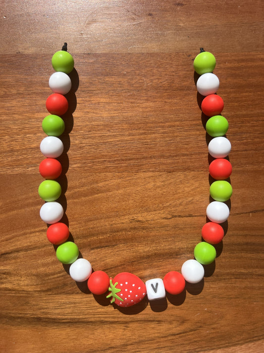 Strawberry Sweetie Beaded Dog Collar Necklace