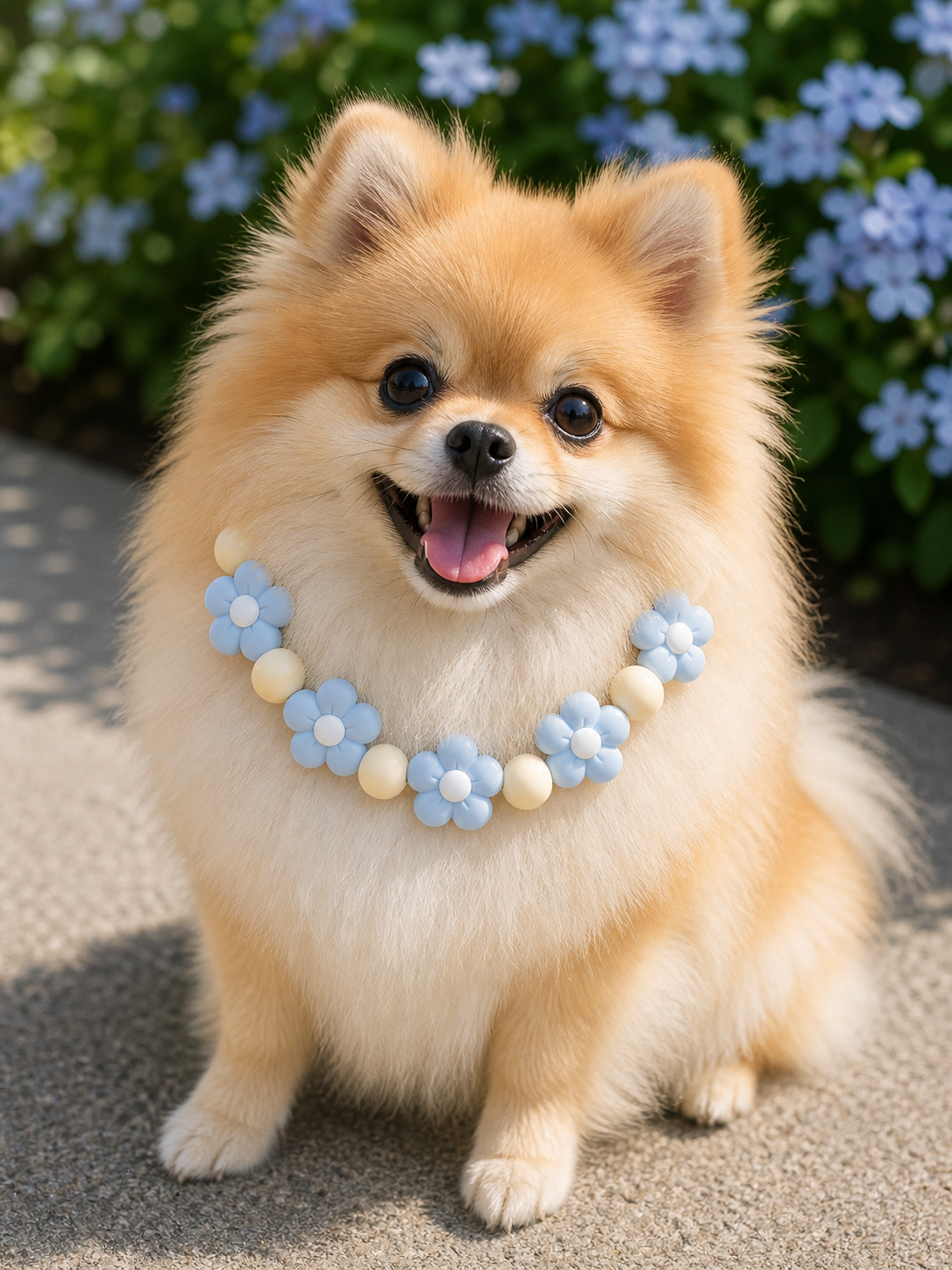 Morning Glory Floral Beaded Dog Collar Necklace