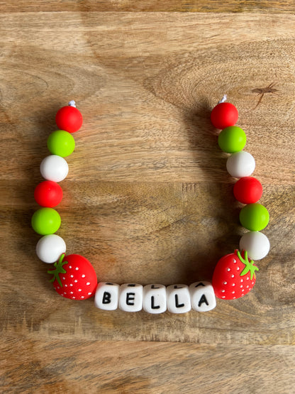 Strawberry Sweetie Beaded Dog Collar Necklace