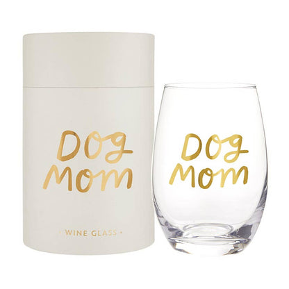 Dog Mom Stemless Wine Glass