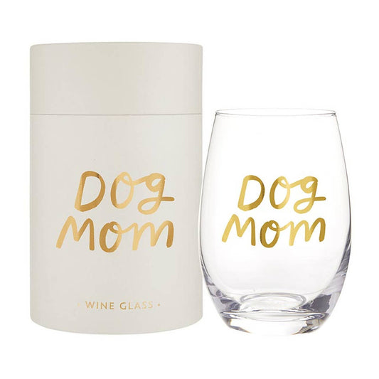 Dog Mom Stemless Wine Glass