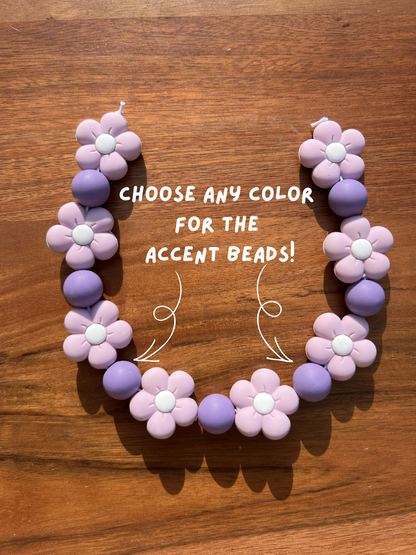 Lilac Floral Beaded Dog Collar Necklace