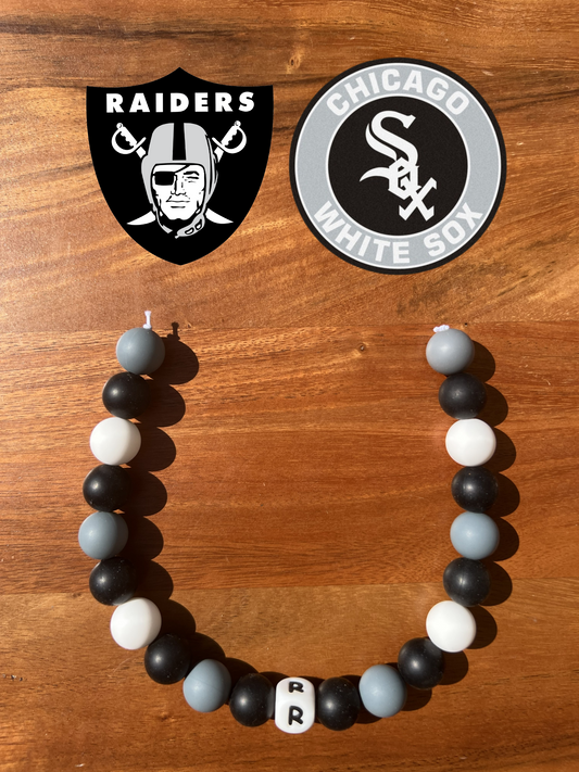 Oakland Raiders / White Sox Beaded Dog Collar Necklace