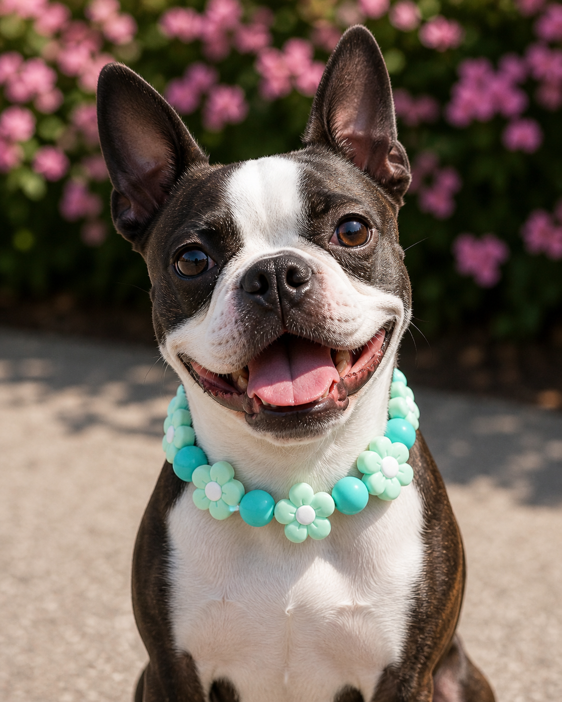 Iris Floral Beaded Dog Collar Necklace