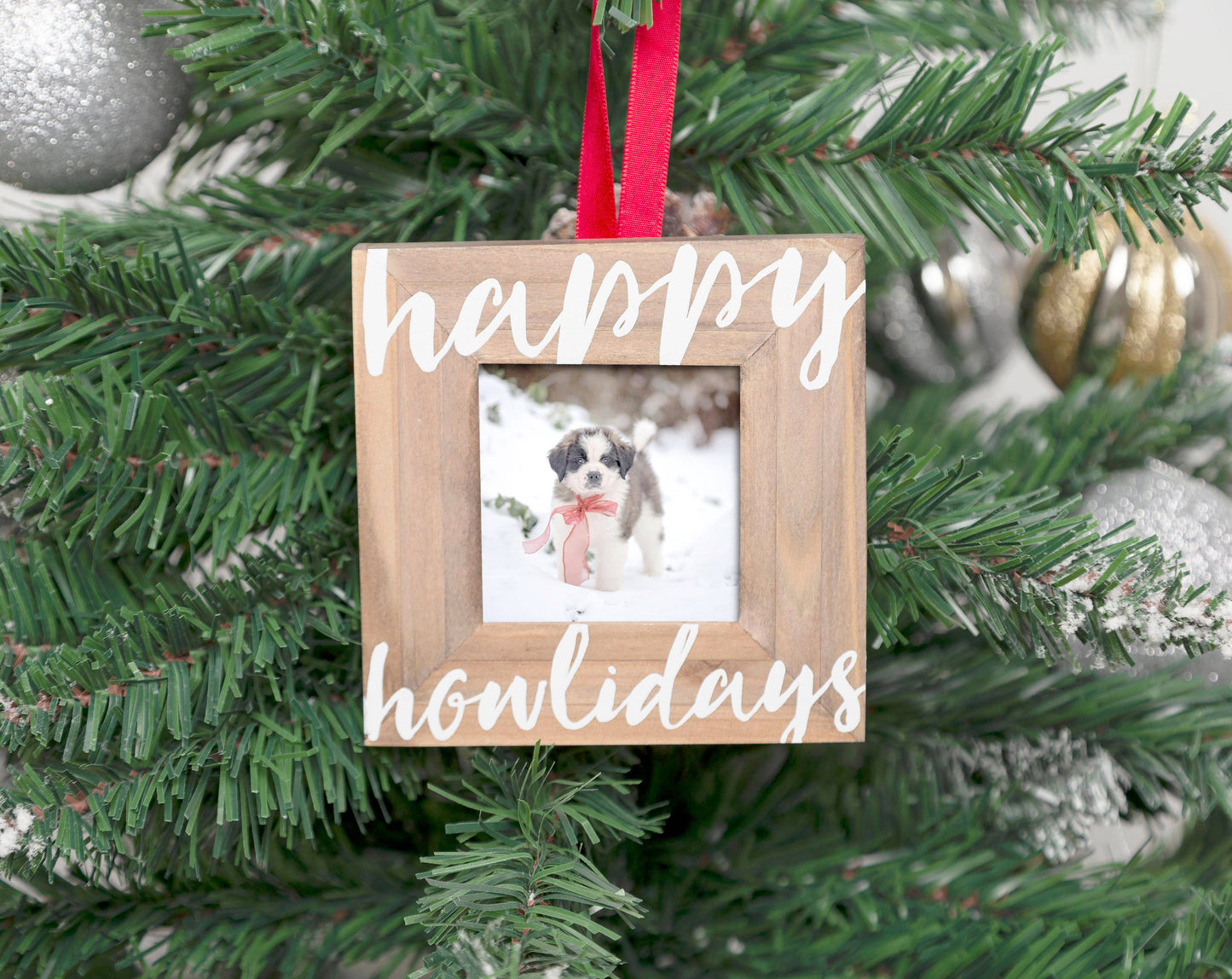 Happy Howlidays Christmas Photo Ornament
