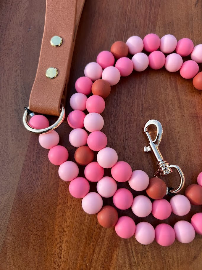 Signature Beaded Dog Leash - Rosewood