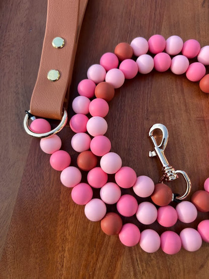 Signature Beaded Dog Leash - Rosewood