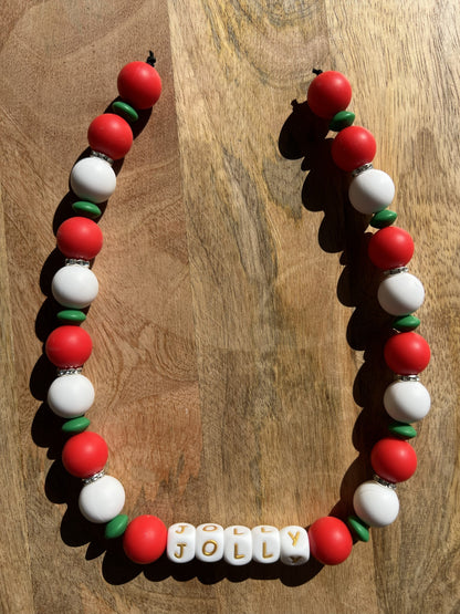 Holly Jolly Pup XL Beaded Dog Collar Necklace