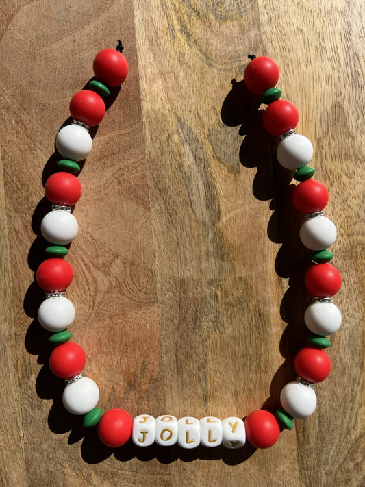 Holly Jolly Pup XL Beaded Dog Collar Necklace