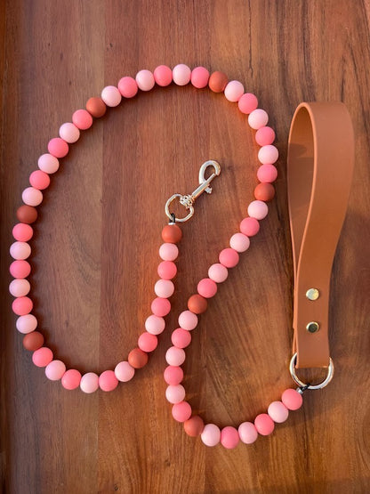 Signature Beaded Dog Leash - Rosewood
