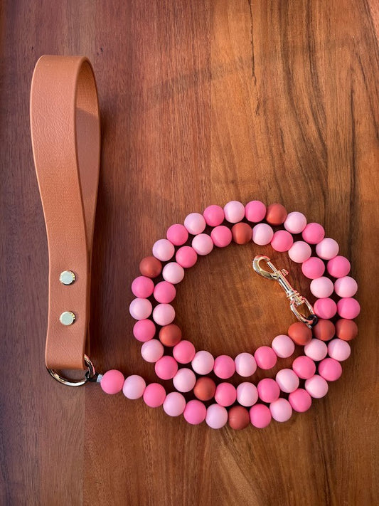 Signature Beaded Dog Leash - Rosewood