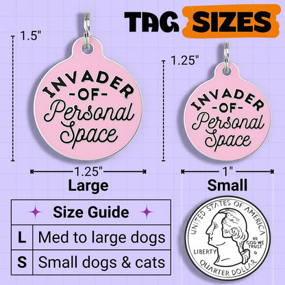 QR ID Tag - Invader of Personal Space (Light Pink)