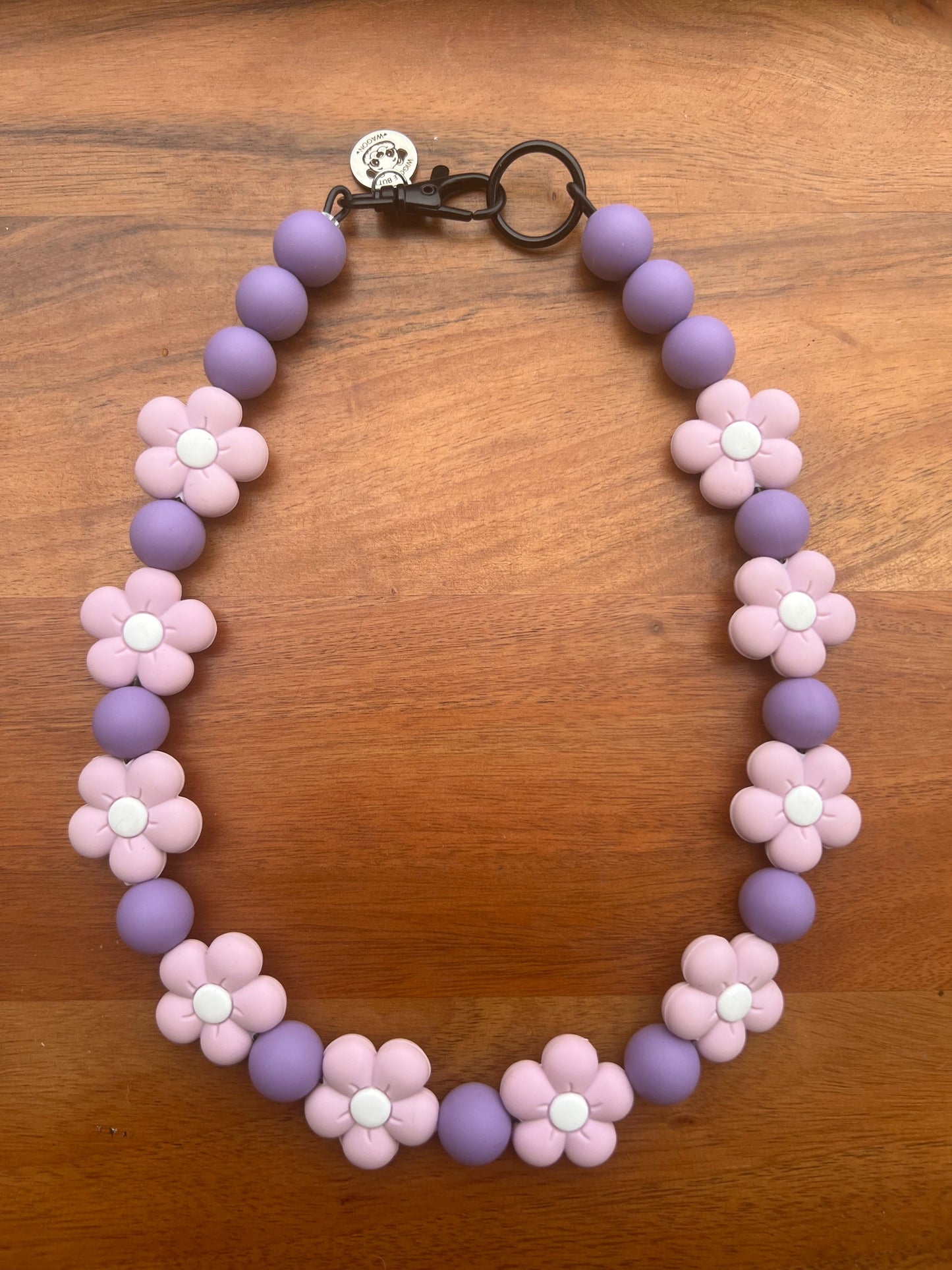Lilac Floral Beaded Dog Collar Necklace