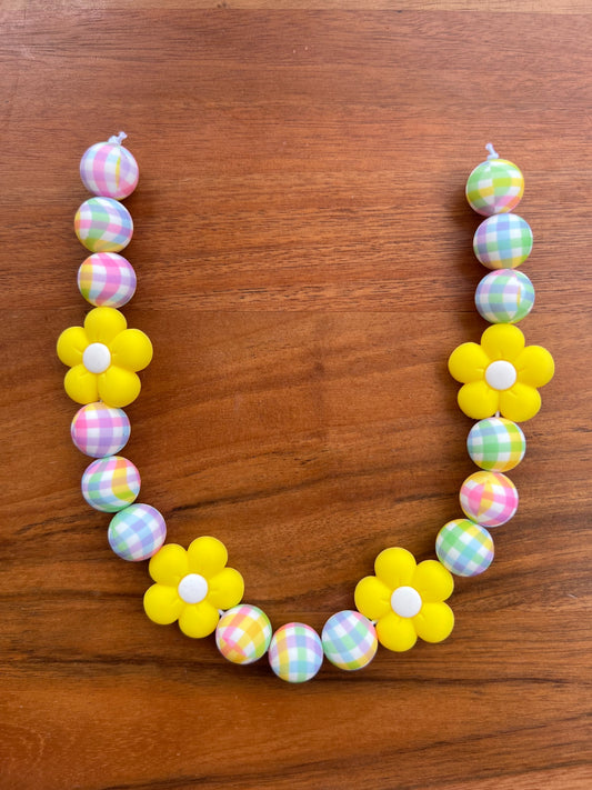 Summertime Floral Beaded Dog Collar Necklace
