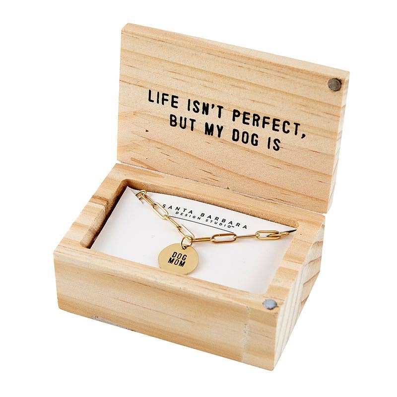 Dog Mom Gold Link Necklace