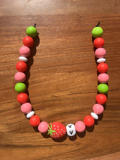 Strawberry Shortcake Beaded Dog Collar Necklace