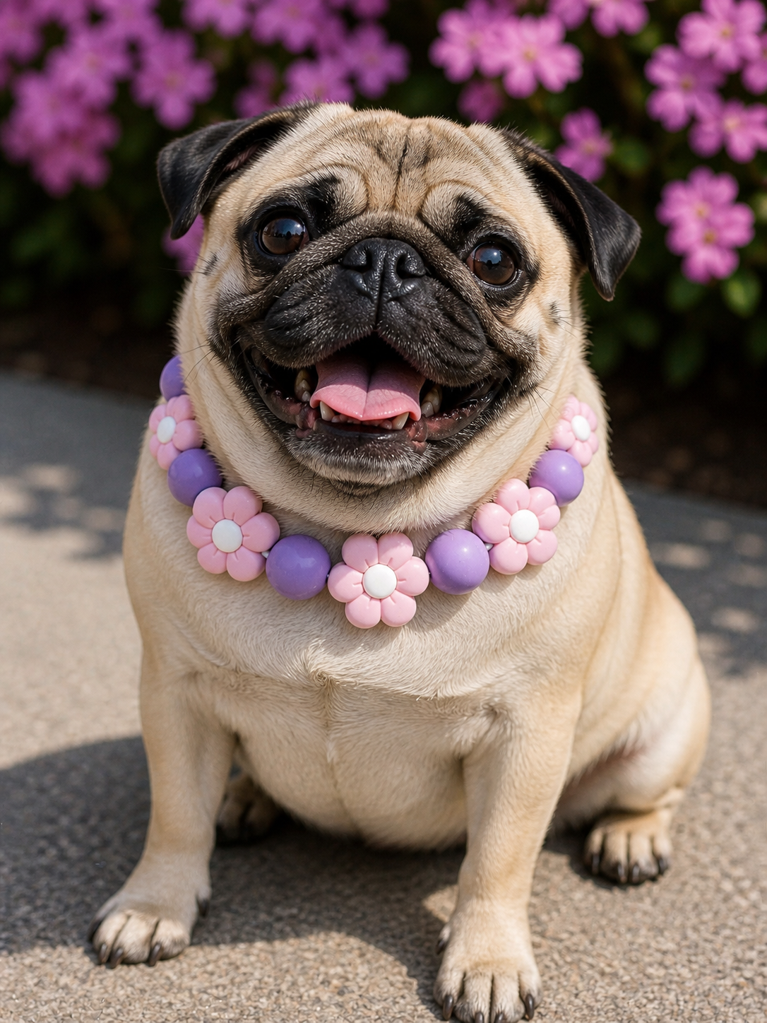 Lilac Floral Beaded Dog Collar Necklace