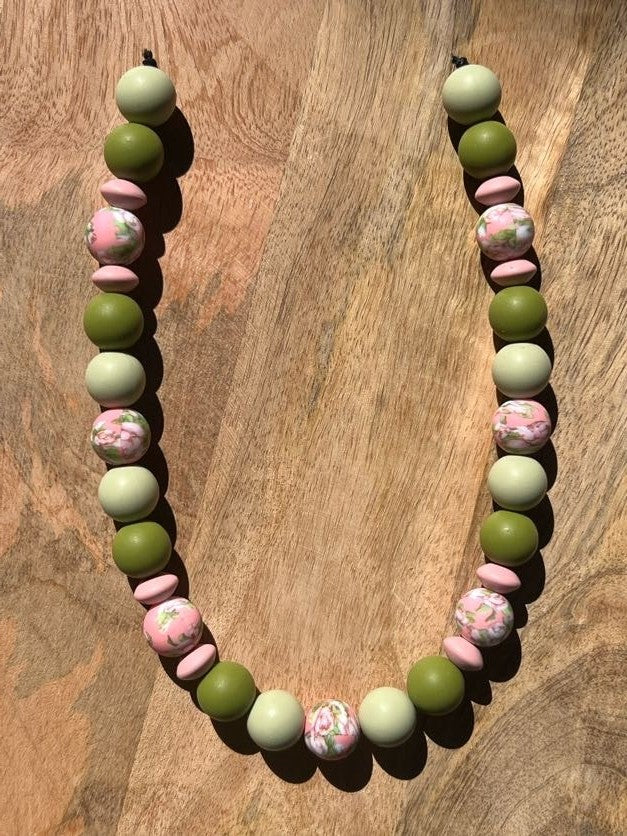Pink Meadow Beaded Dog Collar Necklace