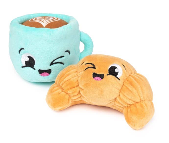 FuzzYard Croissant & Cappuccino Plush Dog Toy 2pk